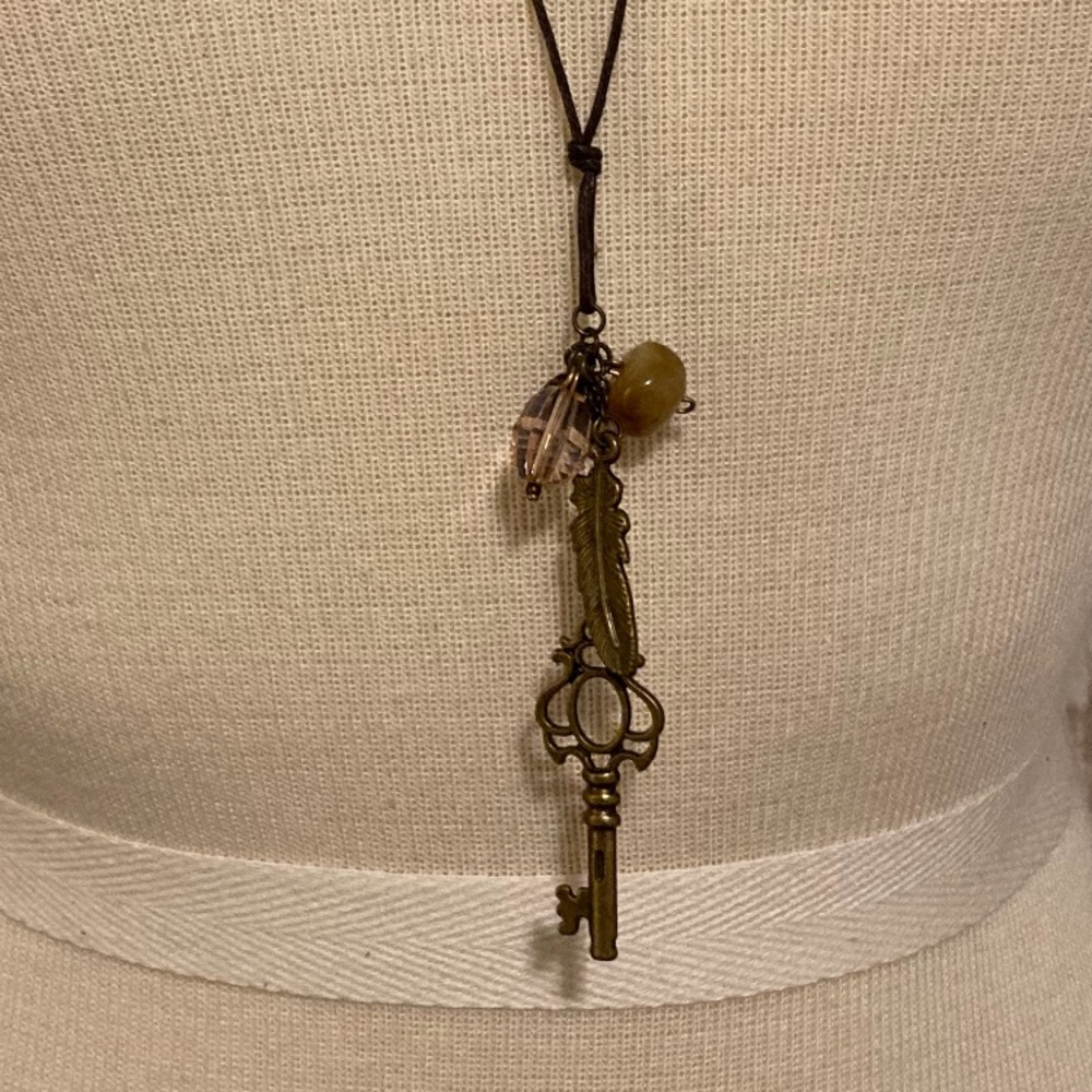 Key and Feather Necklace